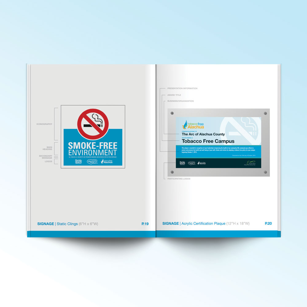neutral7 graphic design tobacco free alachua branding guide booklet