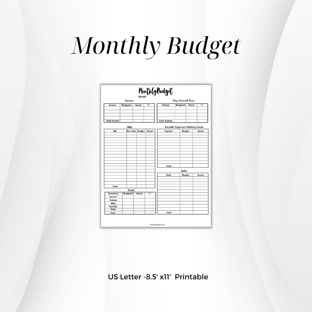 Monthly Budget Printable — Financialdemics
