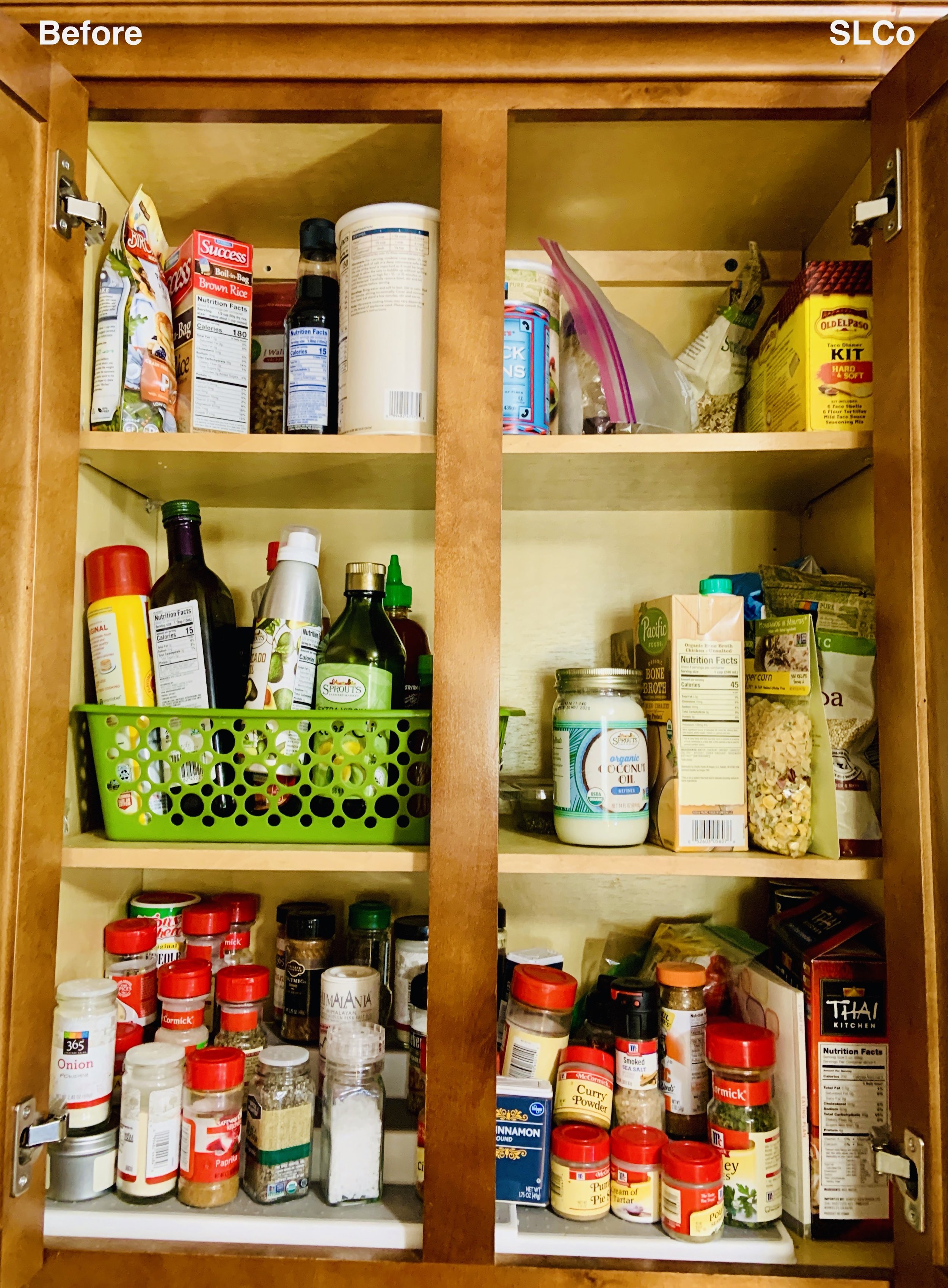 Kitchen cabinet with spices and oils