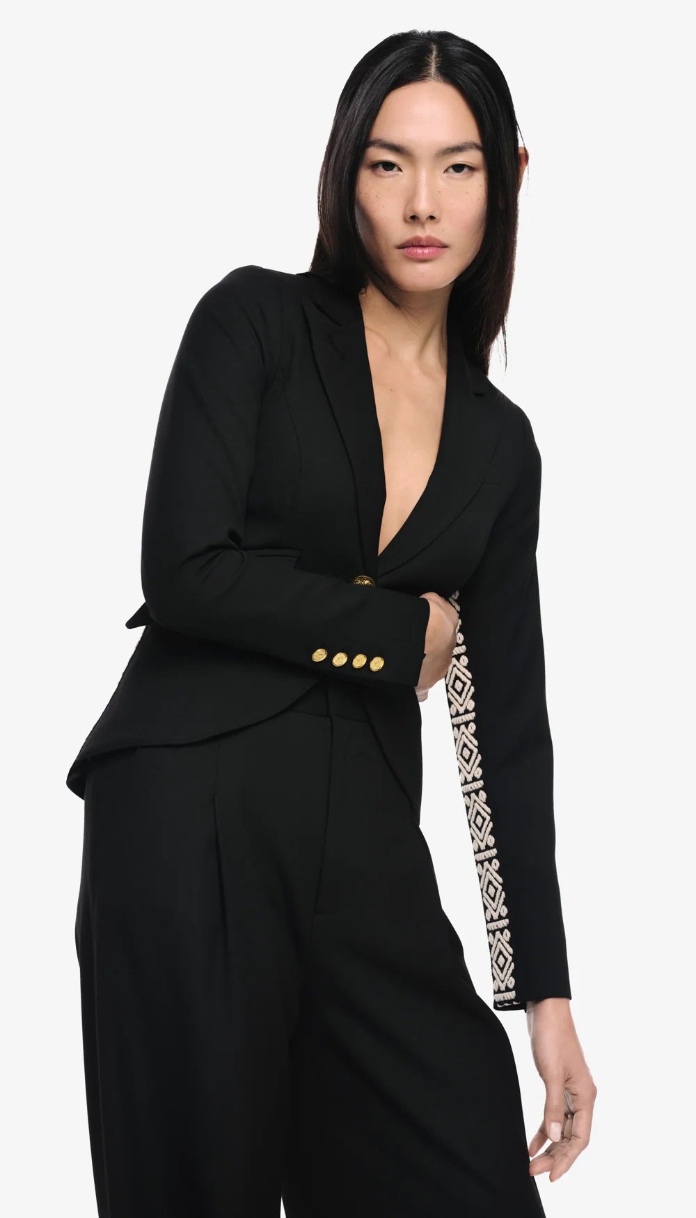 SMYTHE ONE BUTTON TUX STRIPE BLAZER — Elements SMYTHE ONE BUTTON TUX STRIPE BLAZER — Elements