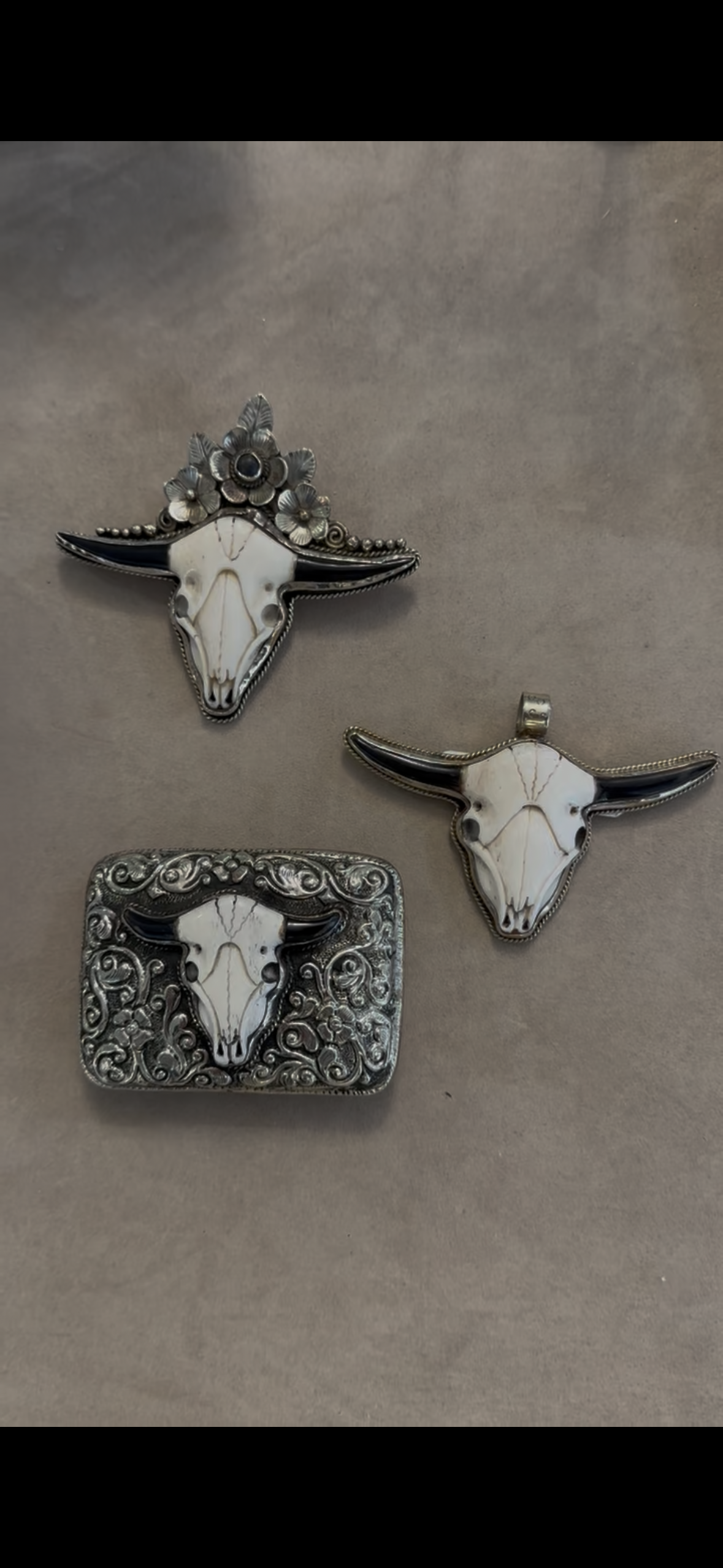 Sterling Silver Longhorn Belt Buckle