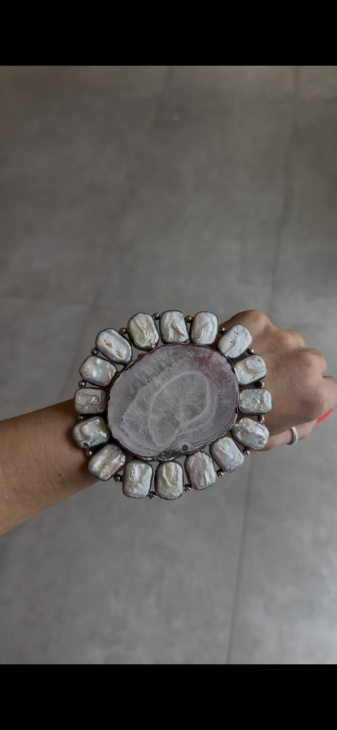 Agate and Mother of Pearl Cuff