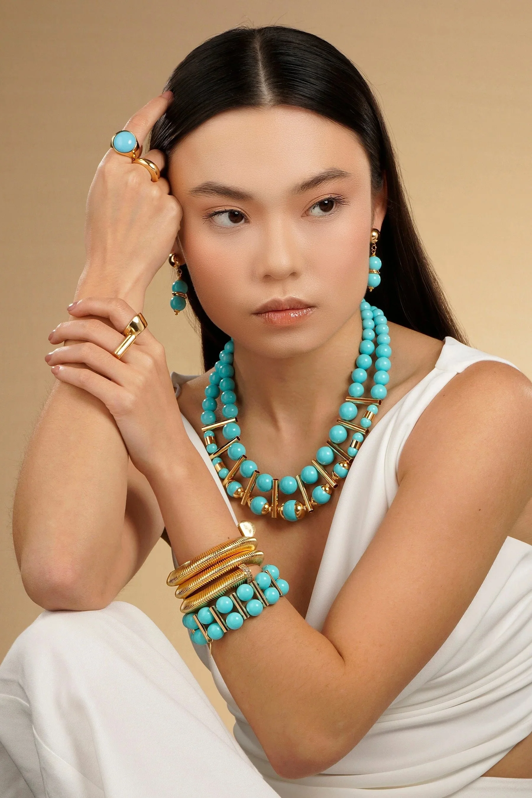 Cristina Sabatini Taj Mahal Duo Necklace in Teal