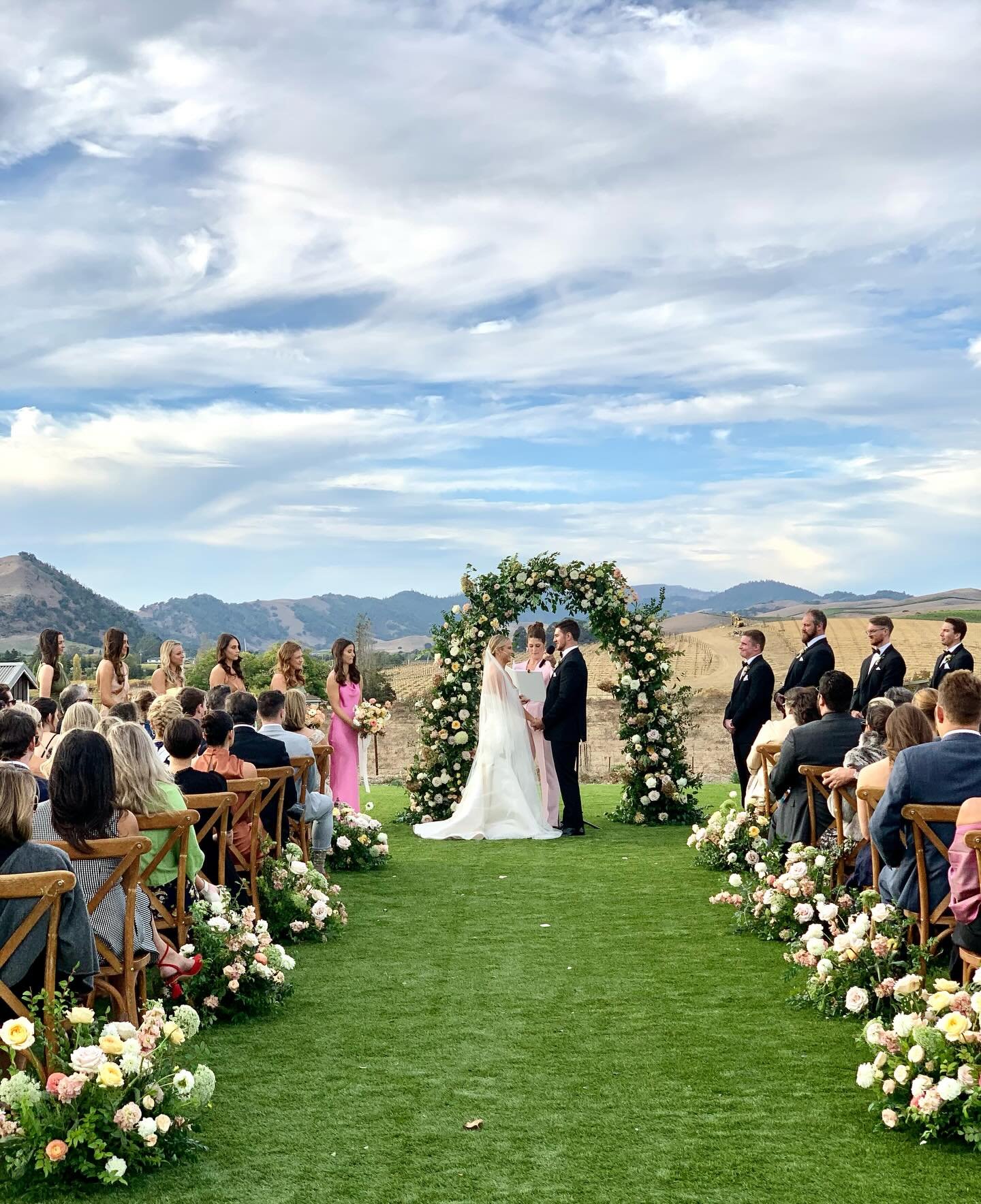 From &ldquo;I do&rdquo; &hellip; to &ldquo;Let&rsquo;s party!&rdquo; 
Remembering the lovely details from A + D&rsquo;s wedding day. The best time and the best people! 
.
.
.
@fabu_lyss_ @lisanne.mueller 💗
.
.
Venue @carnerosresort 
Floral @jbloomsf