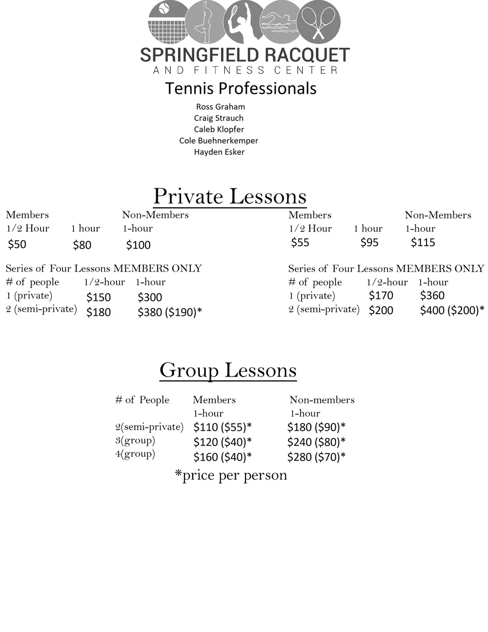 Premier Tennis Services — Springfield Racquet and Fitness Center
