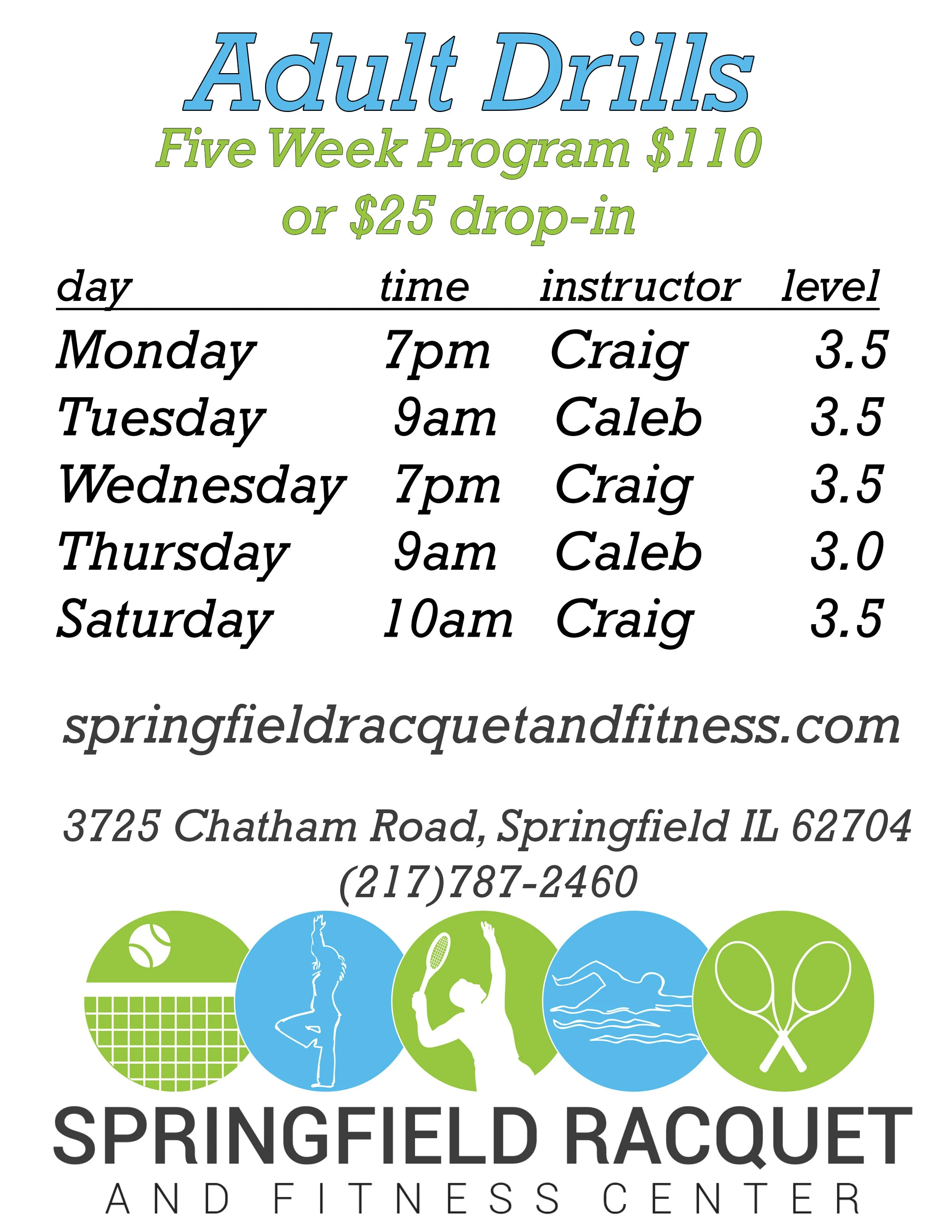 Adult Drills — Springfield Racquet and Fitness Center