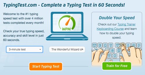 Click "Train for Free" to learn to type faster. For free.