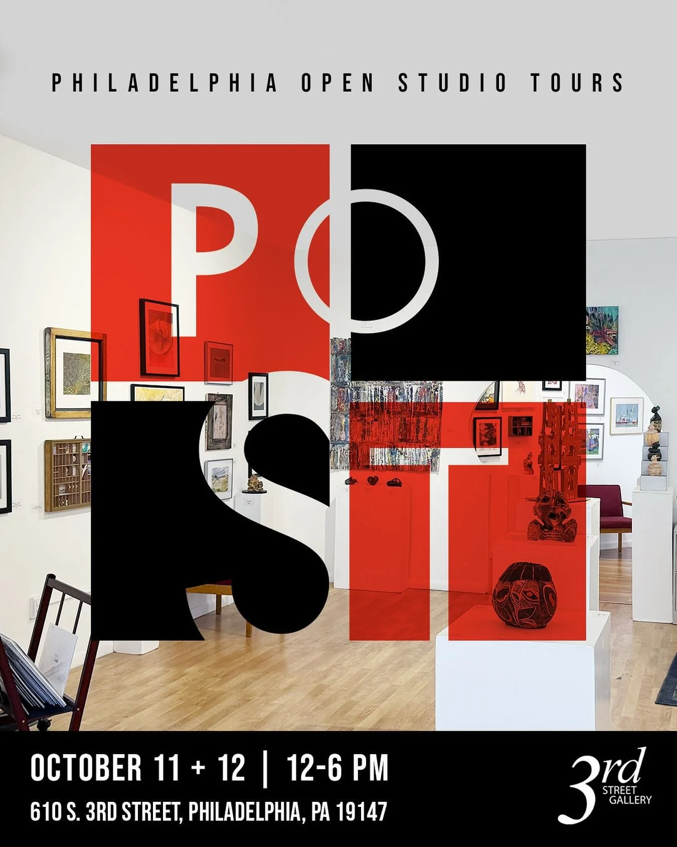 THIS WEEKEND! @philacfeva Philadelphia Open Studio Tours happening OCTOBER 11 + 12 from 12-6 PM! Stop by, meet our talented artists and experience what Art is like all around Philadelphia✨ #POSTPHL #ArtEvent #PhiladelphiaArtists @qvnaorg @southstreet