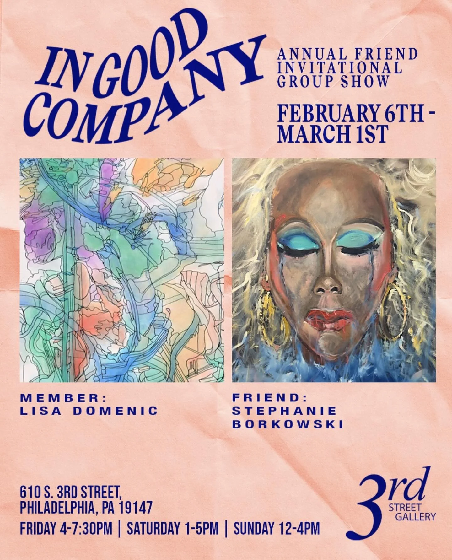 3rd Street Gallery is pleased to present &ldquo;In Good Company&rdquo;, our annual Friends Invitational Group Show, on view from February 6 through March 1, 2026. This beloved yearly exhibition brings together a dynamic group of artists connected to 