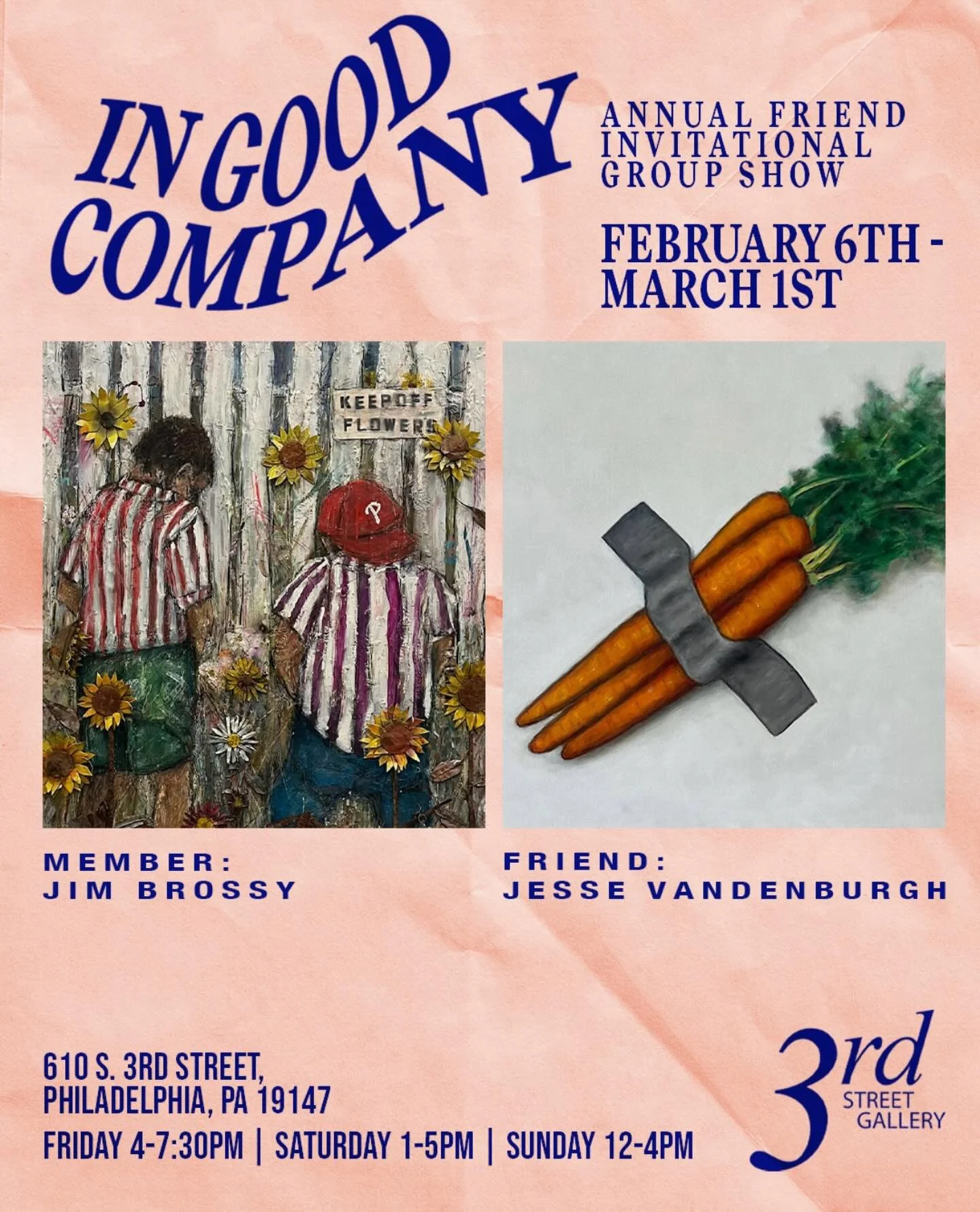 3rd Street Gallery is pleased to present &ldquo;In Good Company&rdquo;, our annual Friends Invitational Group Show, on view from February 6 through March 1, 2026. This beloved yearly exhibition brings together a dynamic group of artists connected to 