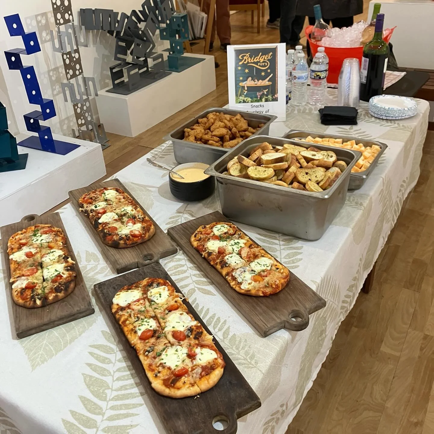 Getting ready for 4th Friday.  Snacks courtesy of @bridgetfoys  Stop on by and have refreshments and see our current shows.  @southstreetphilly @qvnaorg #shopsouthstreet