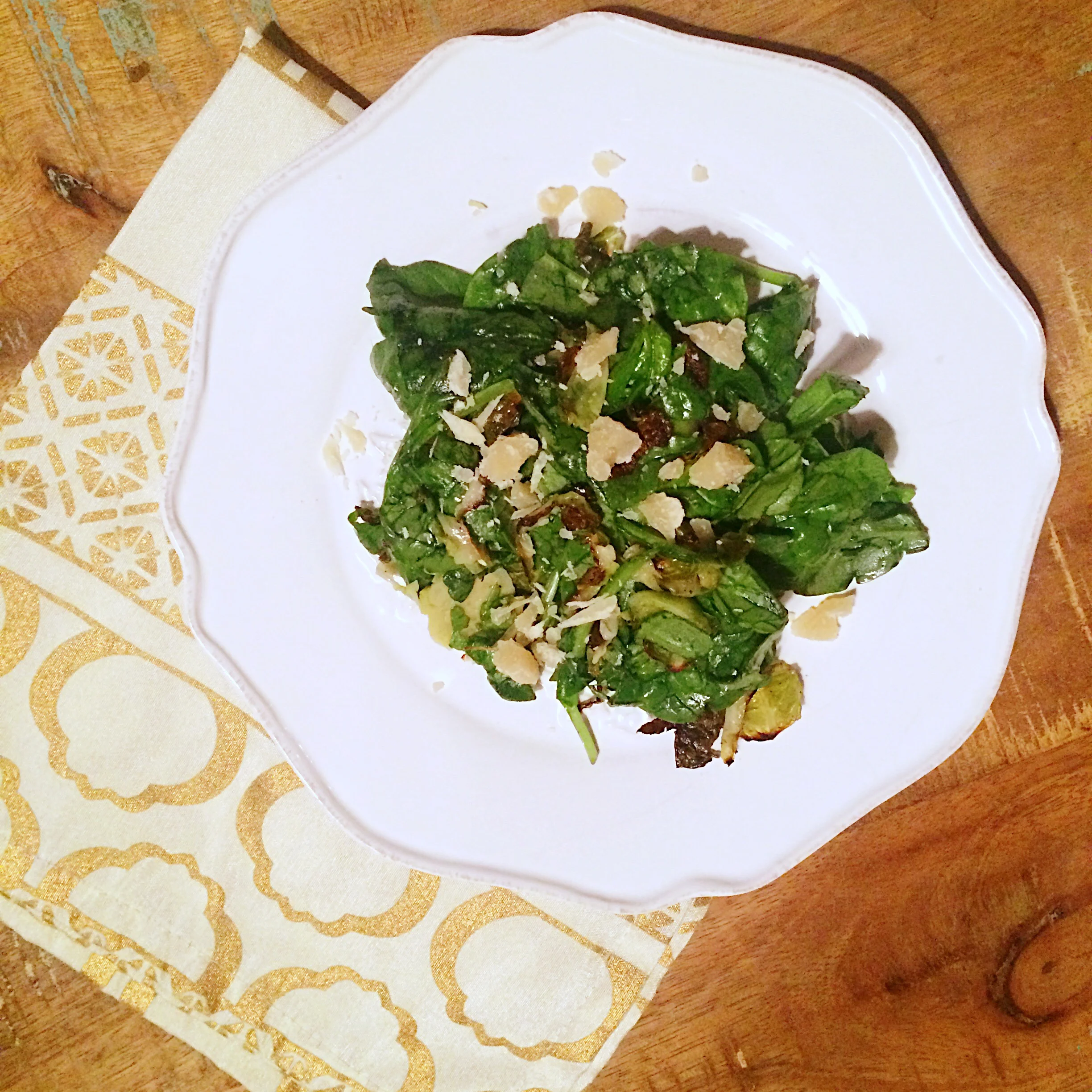 Crispy Brussel &amp; Spinach Salad