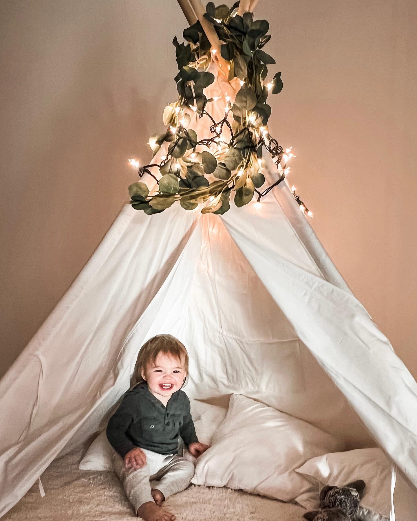 When your birthday tent becomes your cozy Christmas tent! Is this not the sweetest, most cozy tent of Christmas cheer?! If you have a little one, you NEED this for the holiday! Xav LOVES it, and I think it&rsquo;s going to have to become a tradition!