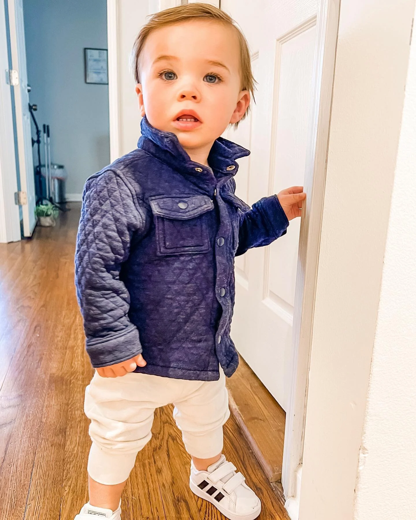 First hair cut. After &mdash;&gt; Before. Because some rock stars have short hair too 🎸 I put this on stories earlier because I was like, maybe I&rsquo;m posting too many kid pics on my feed. But it&rsquo;s too good not to have a permanent spot. So 