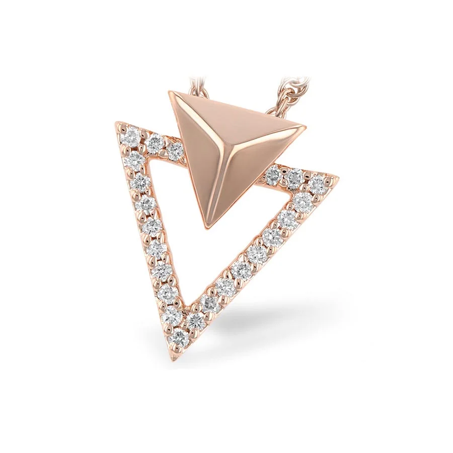 14k Rose Gold Necklace with Triangle Diamond Accent Pendant