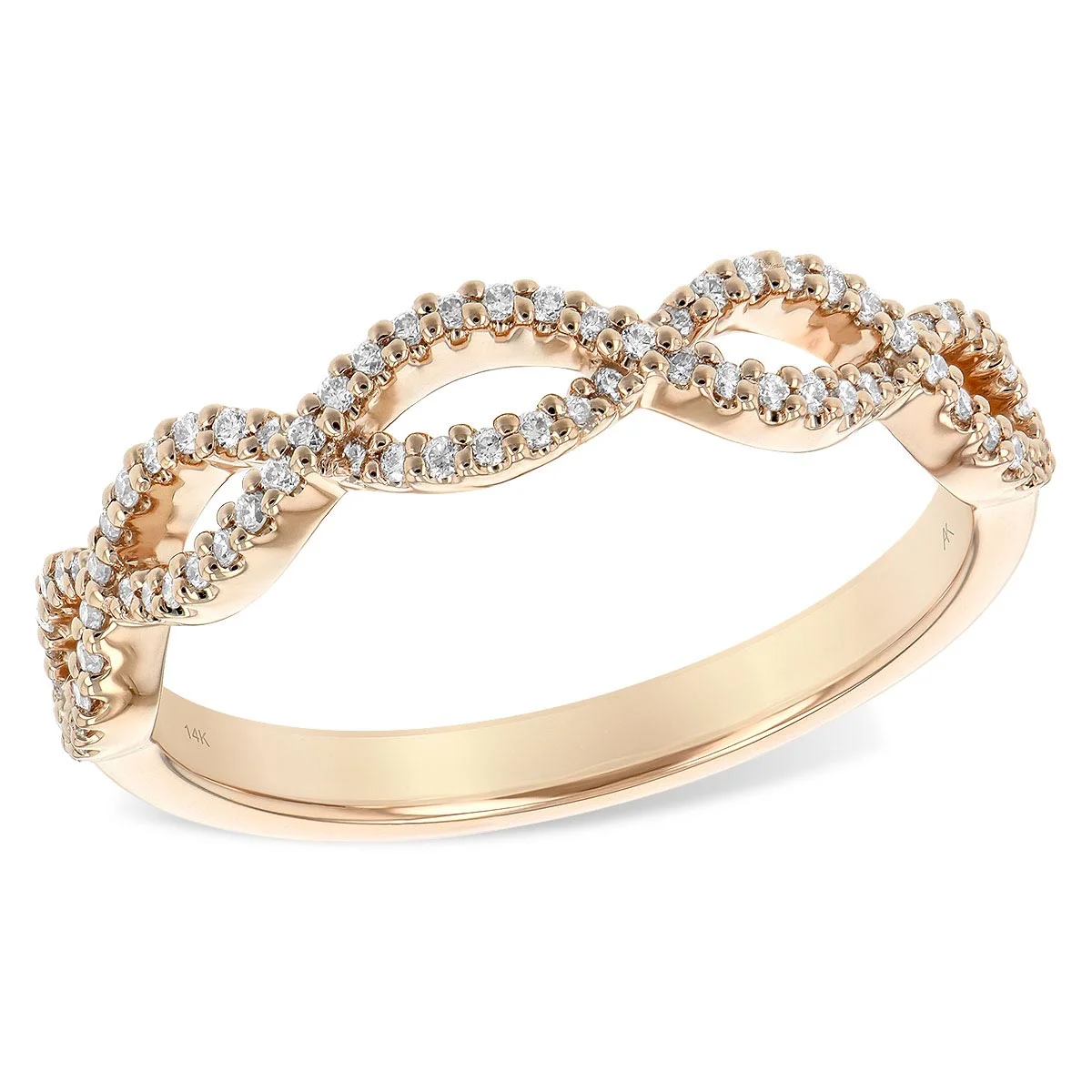 14k Rose Gold Diamond Twist Band