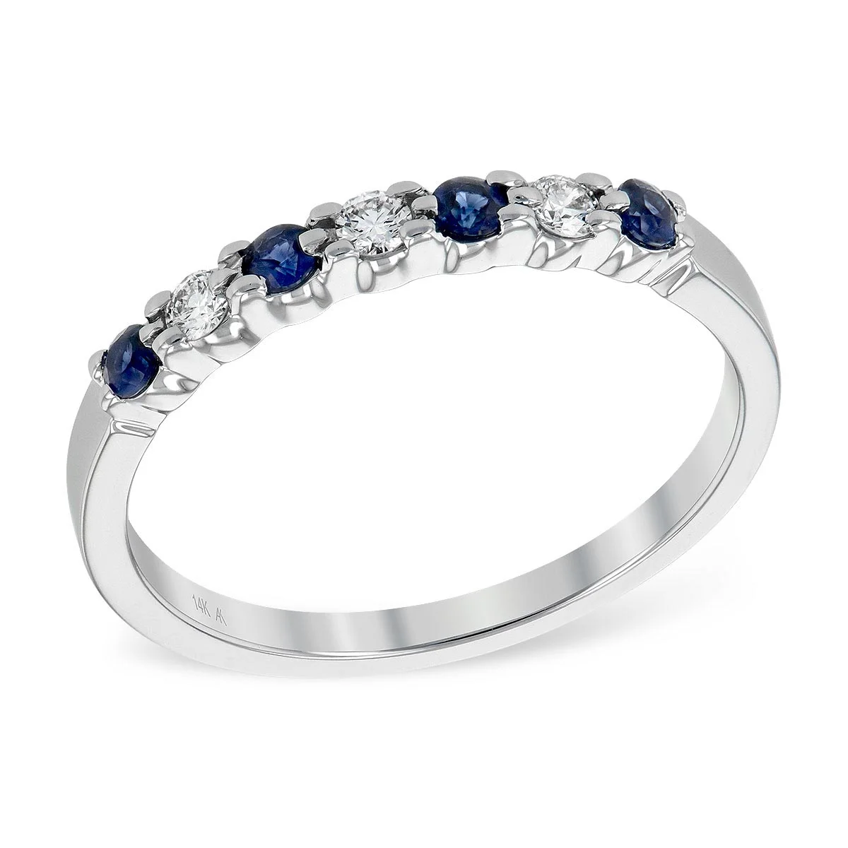 14k White Gold Sapphire & Diamond Band