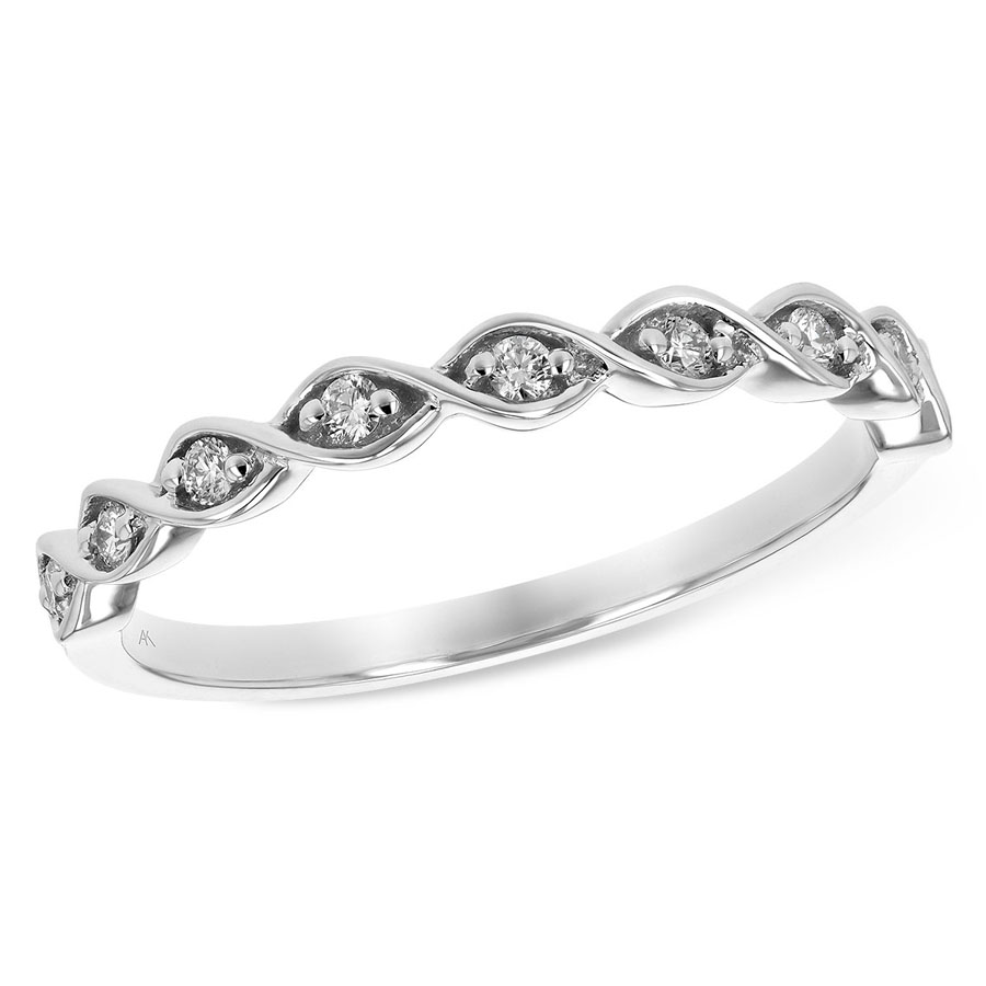 14k White Gold Diamond Twist Band