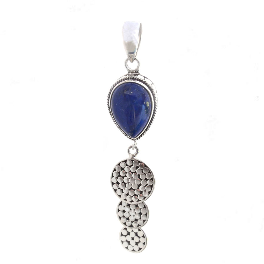 KALA Pear Lapis Triple Disc Drop Pendant