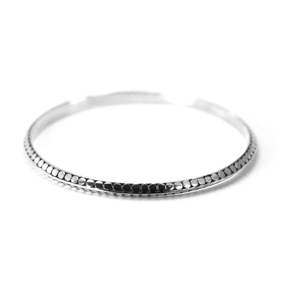 SOHO Sterling Silver Fair-Trade Bali-Style Bangle Bracelet. 66mm Inner Diameter. Available in 18k Yellow Gold Vermeil.