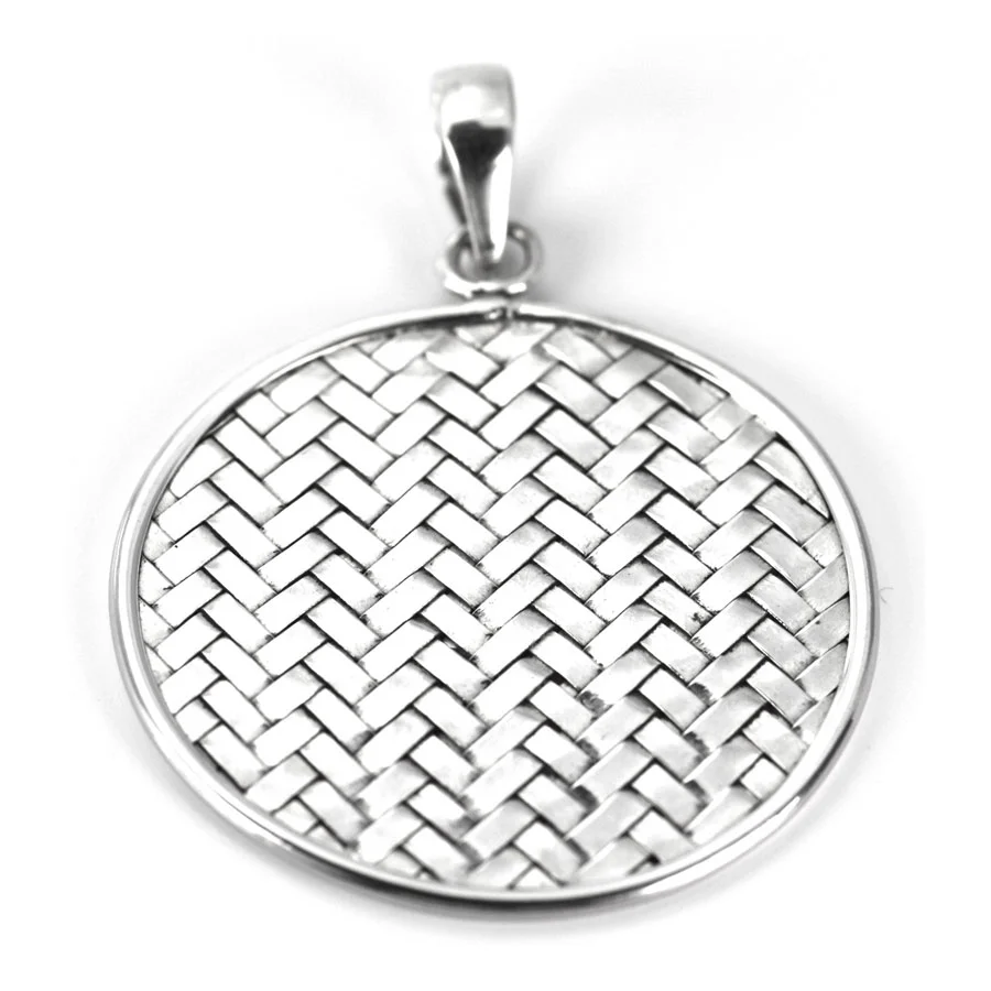 ANYA Large Woven Disc Pendant