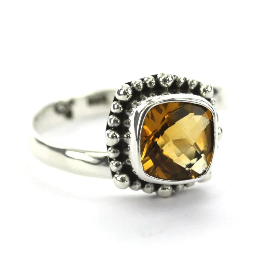 PADMA Beaded Citrine Adjustable Ring