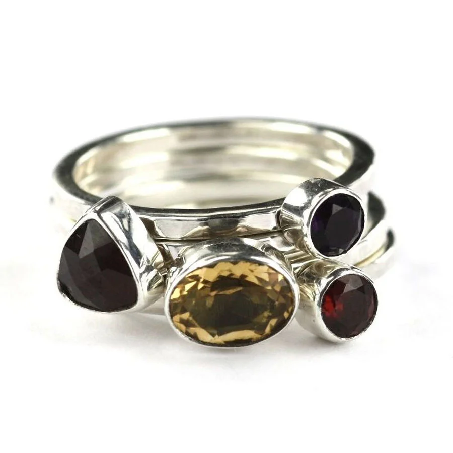 PADMA Mixed Stone Stack Ring Set