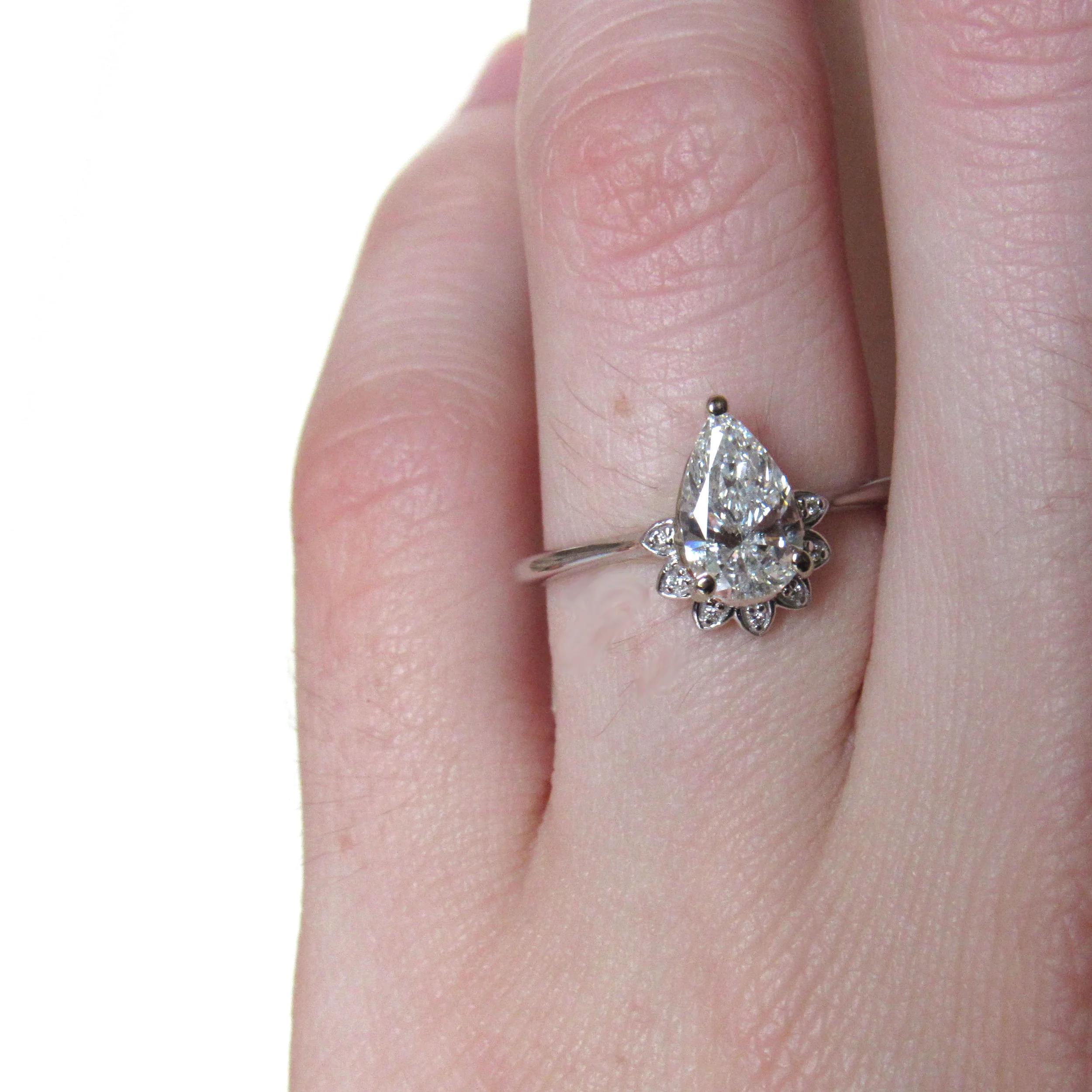 Pear Diamond Engagement Ring with Half Halo 3