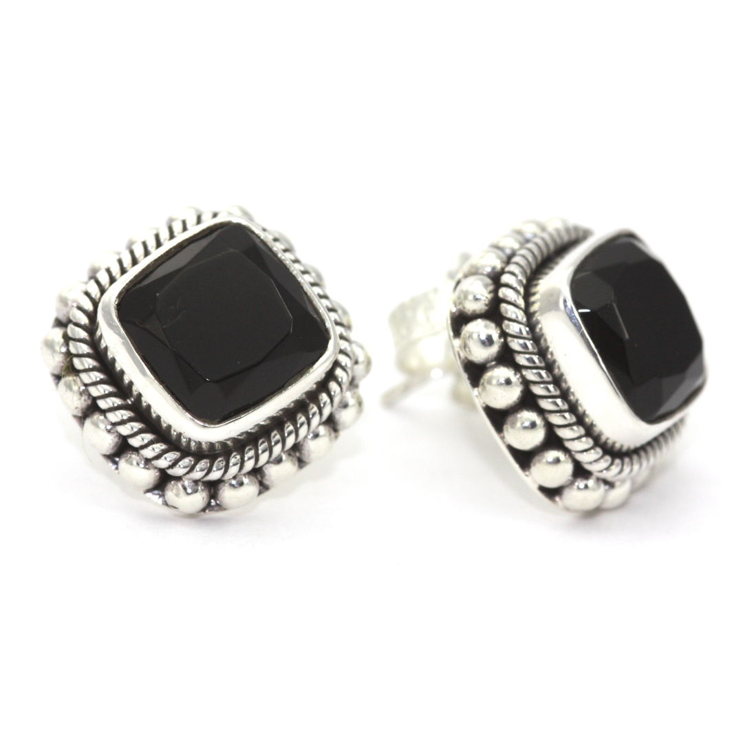 PADMA Beaded Black Onyx Post Earrings