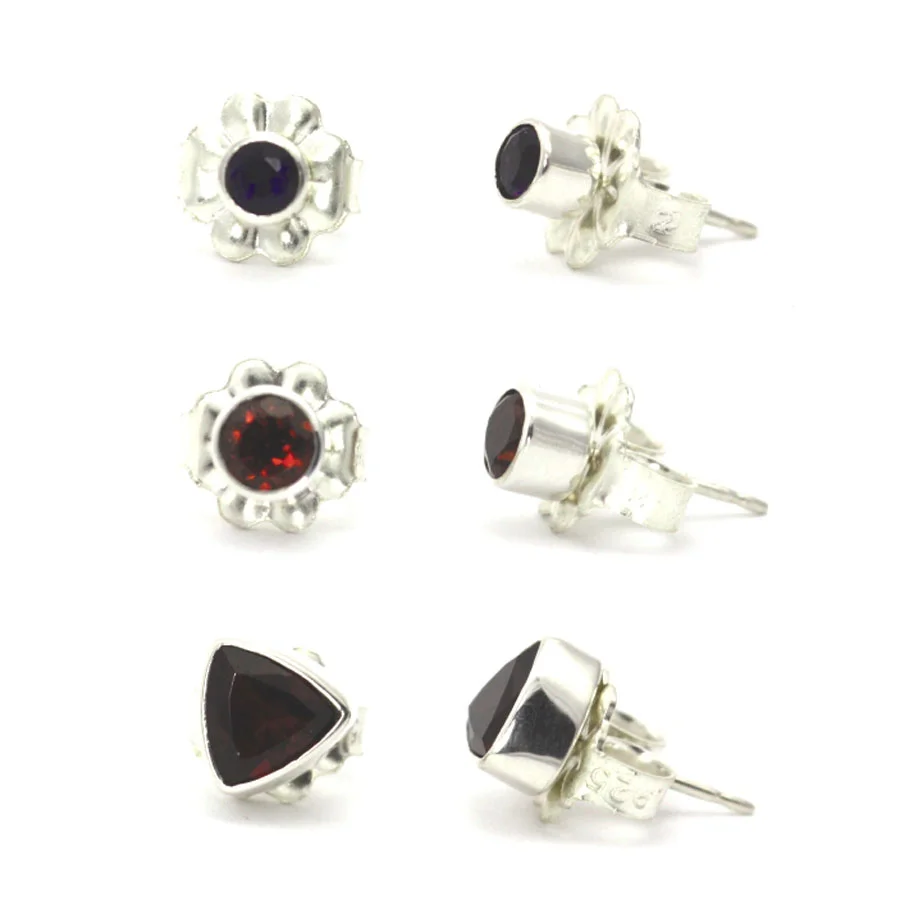 PADMA Garnet Post Earring Sets