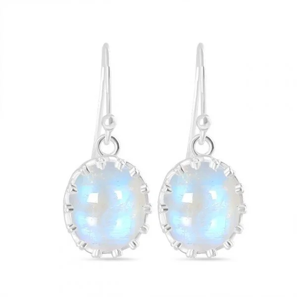 Moonstone Cab Crown Dangle Earrings