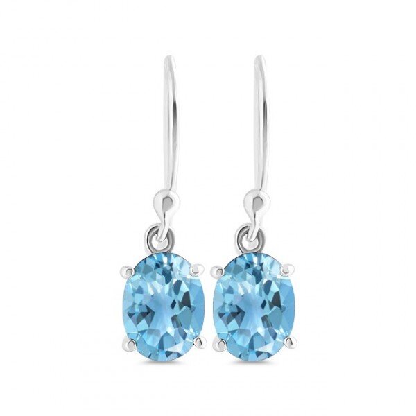 Oval Blue Topaz Earrings