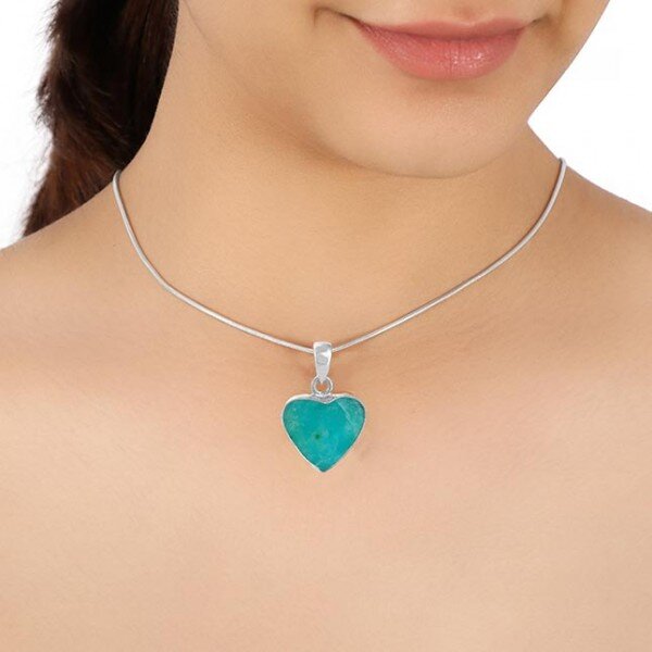 Wholesale Heart Silver Pendant AAA Natural Heart Amazonite Gemstone Pendant Lot Heart Gemstone Pendant For Women Bulk Heart Bezel Pendant