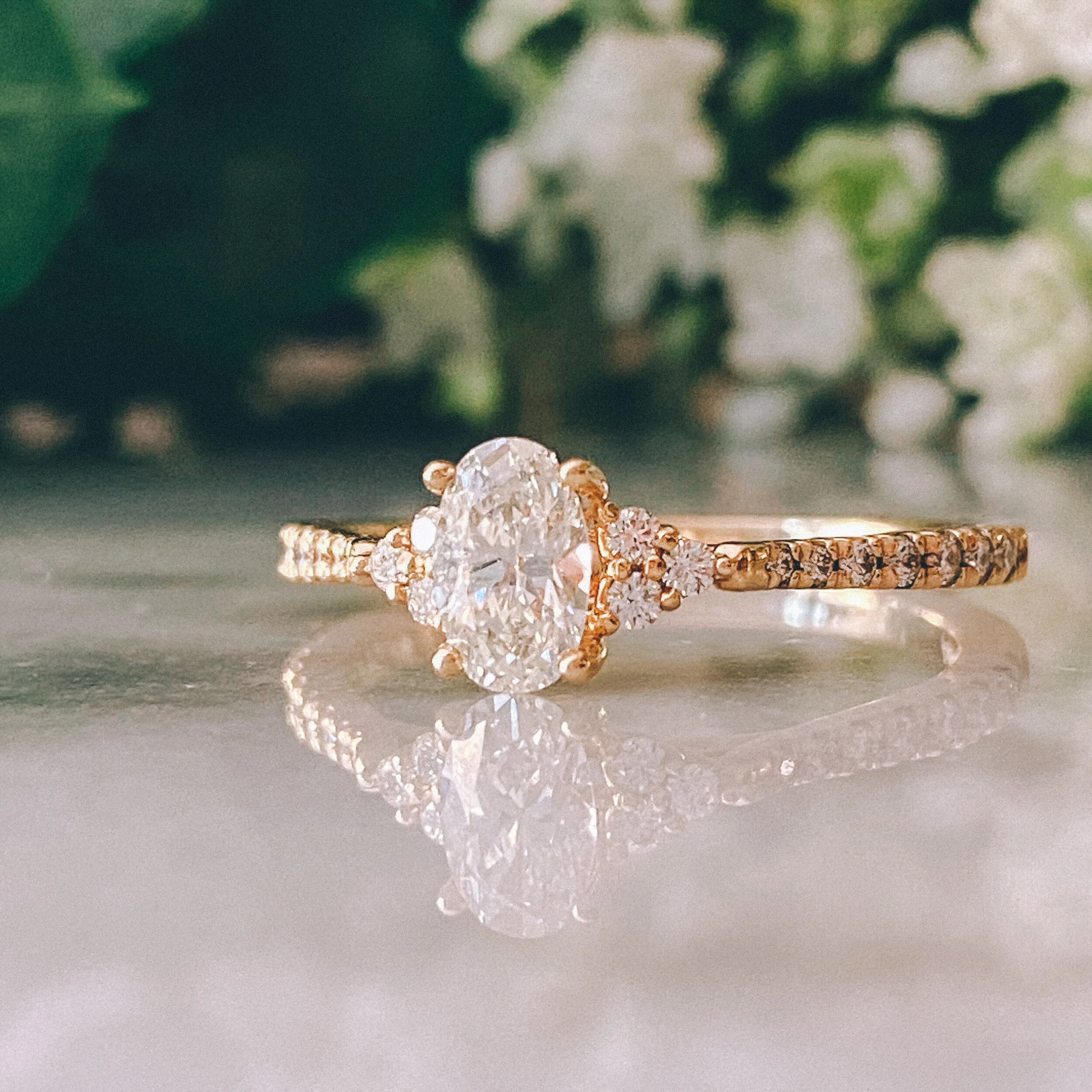 14k Yellow Gold 0.44ct Oval Diamond (VS1/F-G) Engagement Ring with 0.19cttw Diamond (VS/G-H) Accents