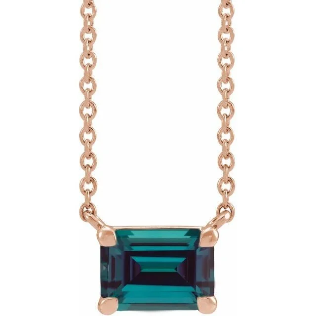 Claw Prong Lab-Alexandrite Station Necklace