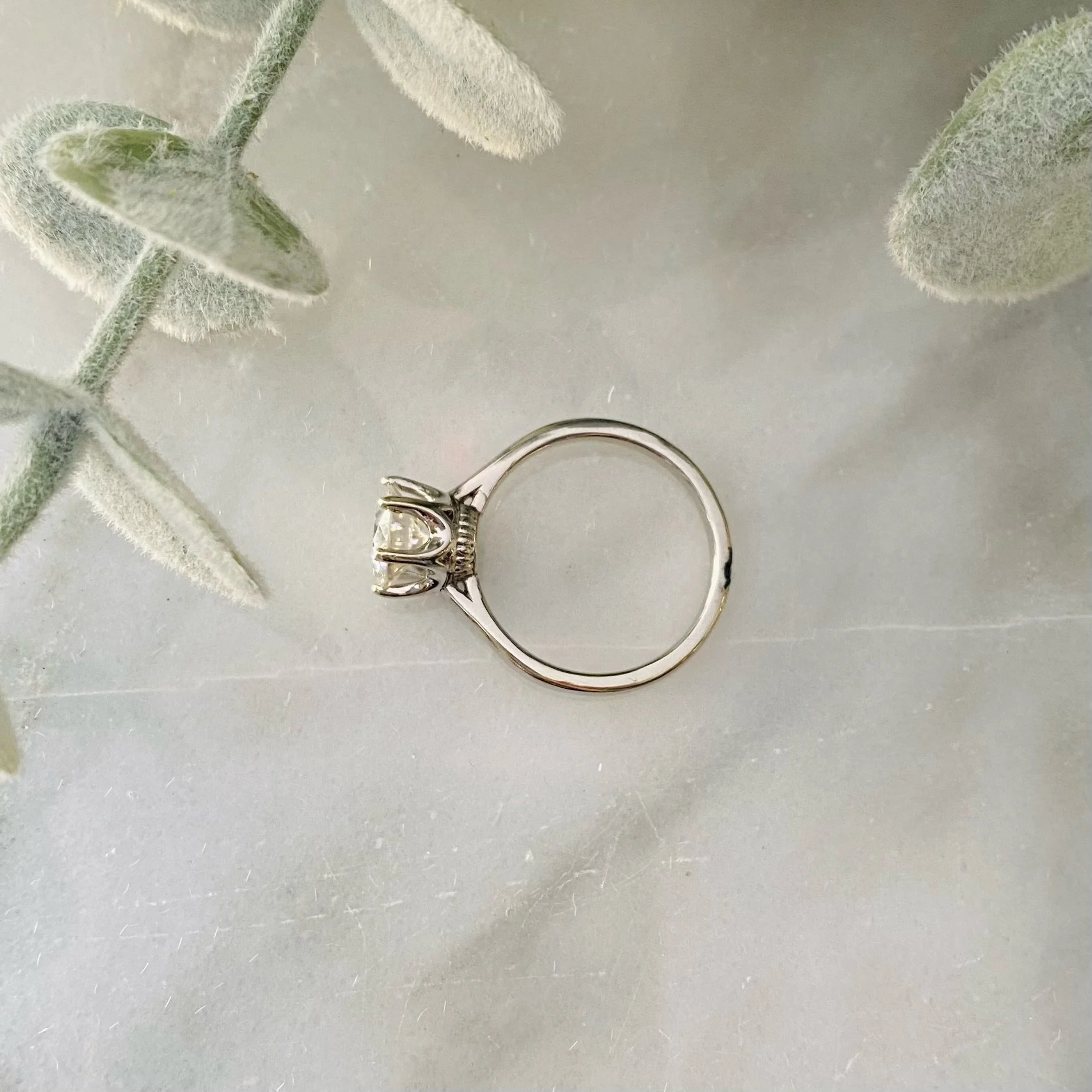 14k White Gold Crown 1.25 ct Round Moissanite Solitaire Engagement Ring  Size 7