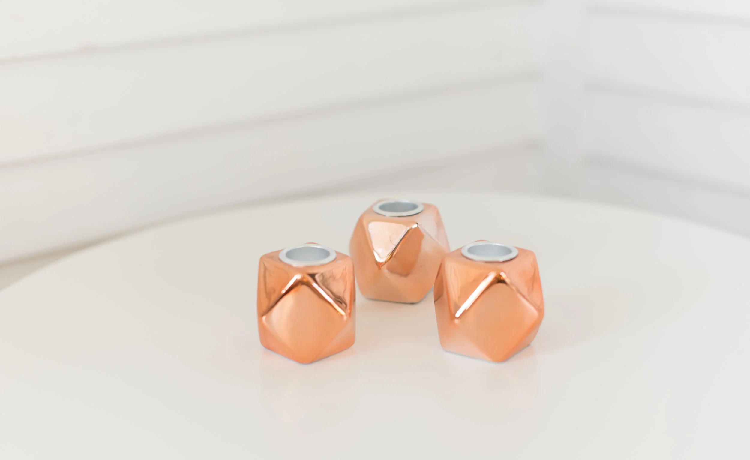 Copper geometric candle holders