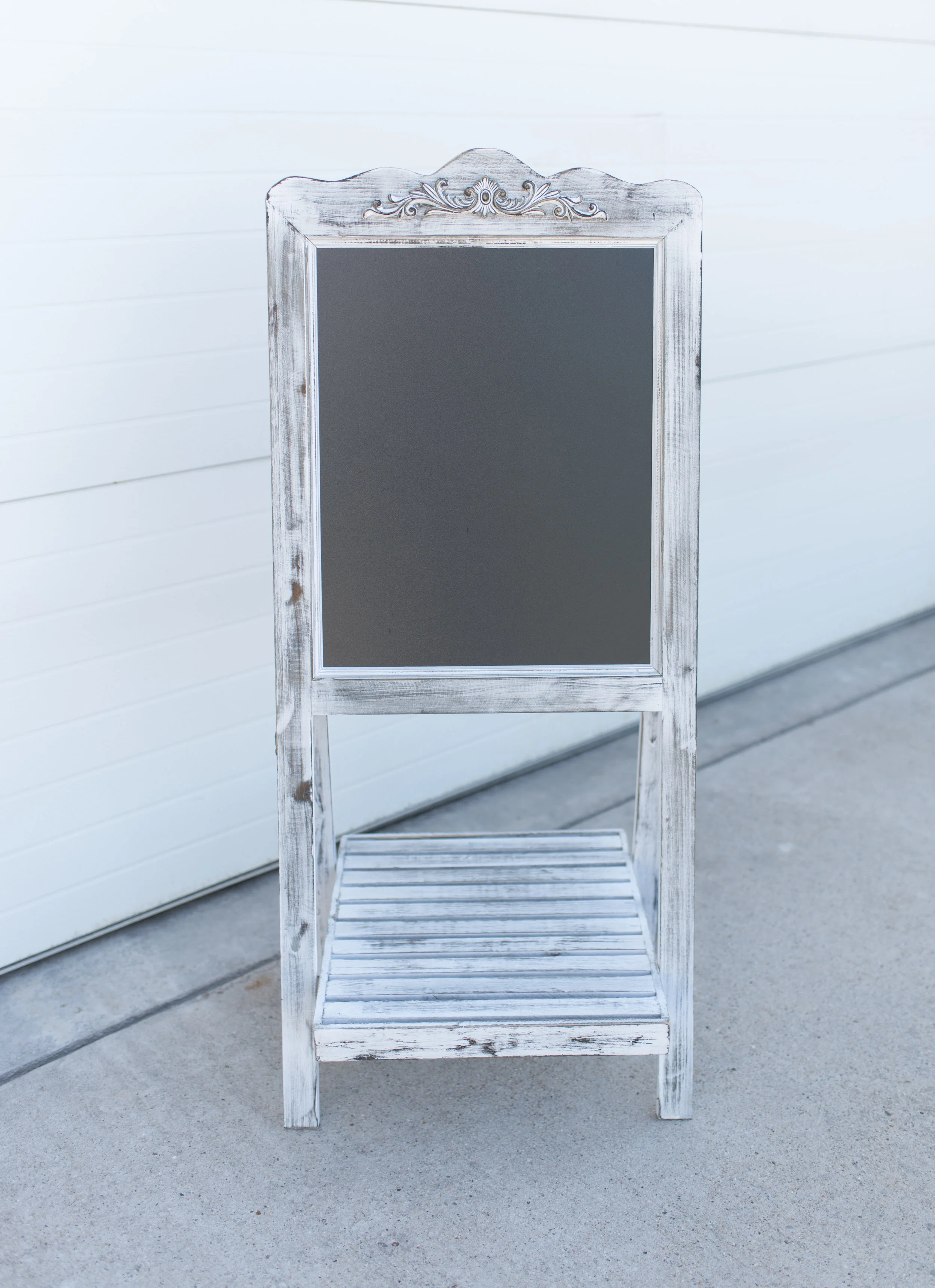 White wash Chalkboard with shelf