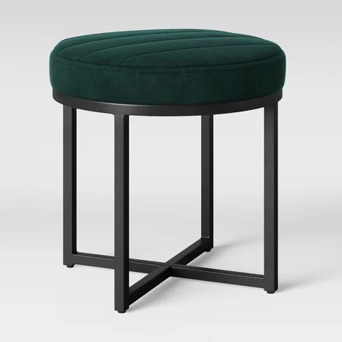 Emerald + Black Ottoman