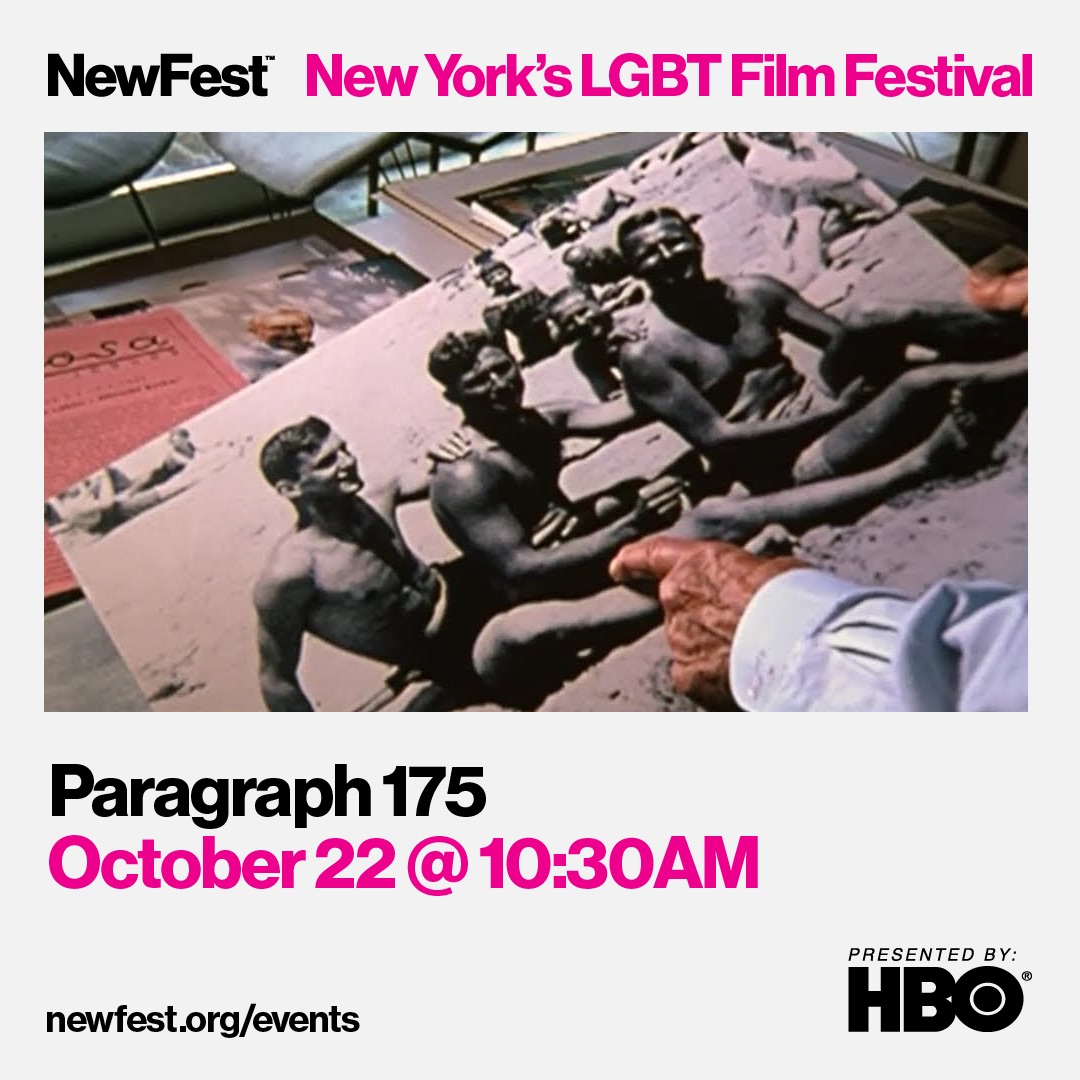 Rob Epstein will be present at two screenings for this year's NewFest: On October 21, Rob will participate in an extended post-screening panel for DIFFERENT FROM THE OTHERS (1919) on the film's significance in the queer cinema canon. He'll speak alongside Noah Isenberg, Professor of Culture and Media at the New School's Eugene Lang College of Liberal Arts; film journalist Manuel Betancourt and Ashley Swinnerton, Collection Specialist, Department of Film at MoMA. PARAGRAPH 175 will screen on October 22 at 10:30am at Cinépolis Chelsea (formerly Bow Tie) . Rob Epstein will be present for a Q&A following the screening. 