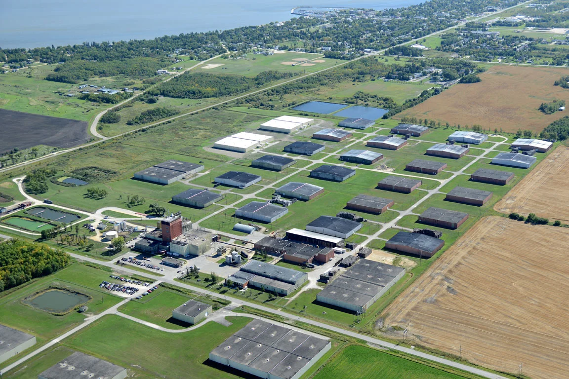 An aerial image of the Crown Royal distillery in Gimli, Manitoba. Copyright Jeremy Dueck, Courtesy of Crown Royal.