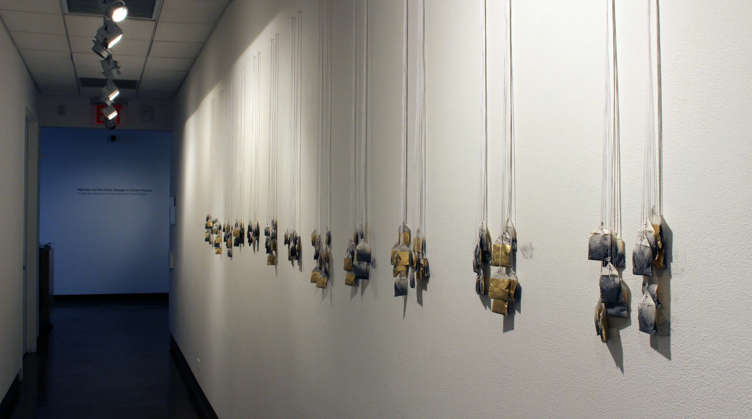 Kevin Townsend's site-specific drawings Residue of a Shadow and Diachronous Drawing No. 1 , Laura Scandrett's video A New Year , and Richard Walshe's projected installation are meditations on space, time and transmutation.