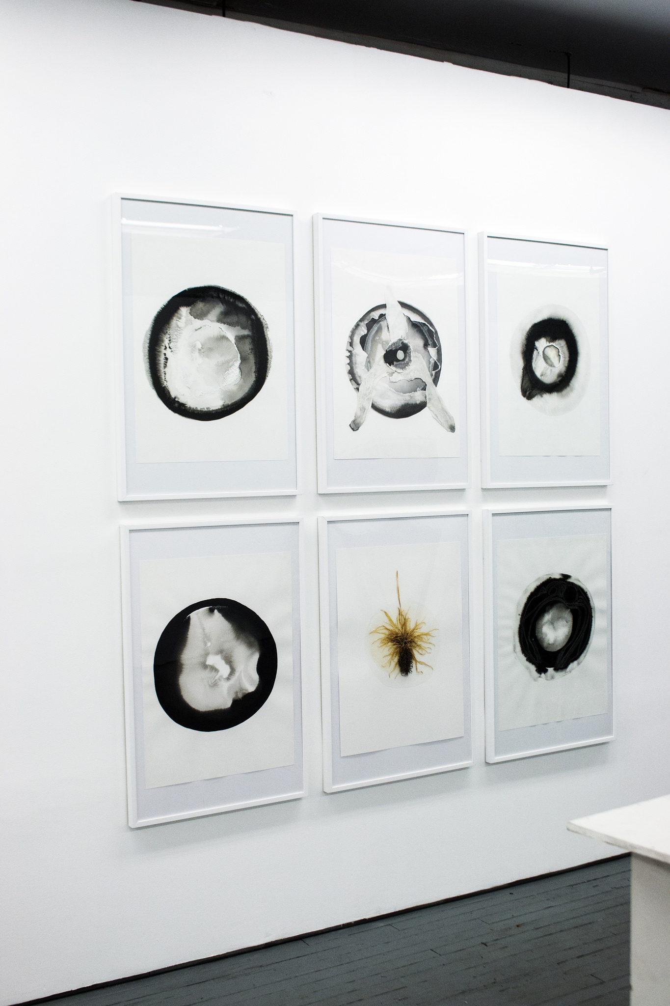 Todd Hainline’s “Folded Space,” calling to mind both celestial orbs and cellular life forms, is a mediation on transmutation.