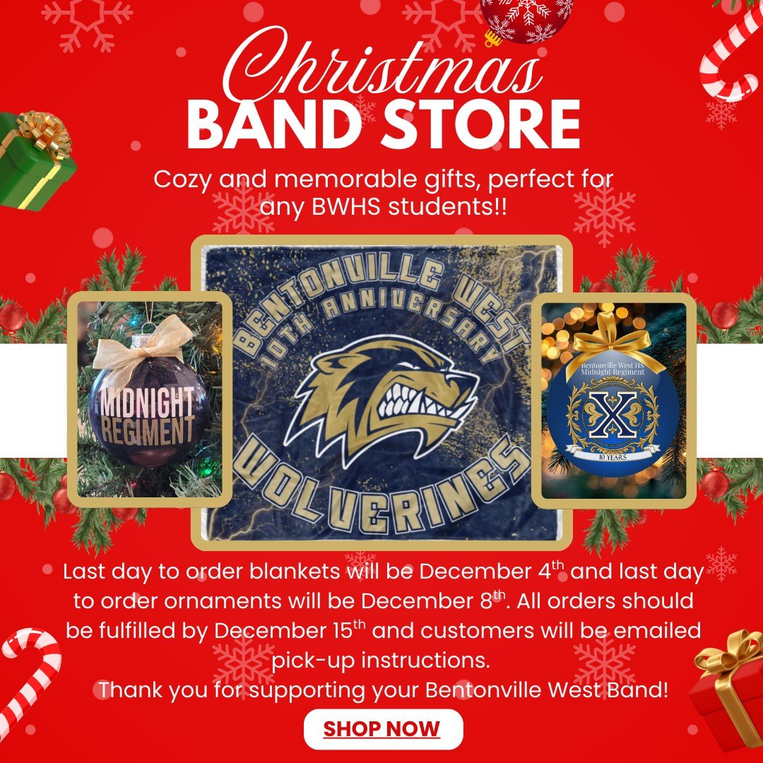 🎄🎁 Only 33 days left until Christmas...let us help you with your holiday shopping!  Check out our customizable ornaments for ALL Wolverines and our custom 10th anniversary blankets!  Only available for a limited time!
https://www.bwestband.com/band