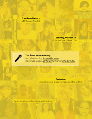 Jonnea the Storyteller presents, 30 for 30: A 30th Birthday Special at Friends and Lovers