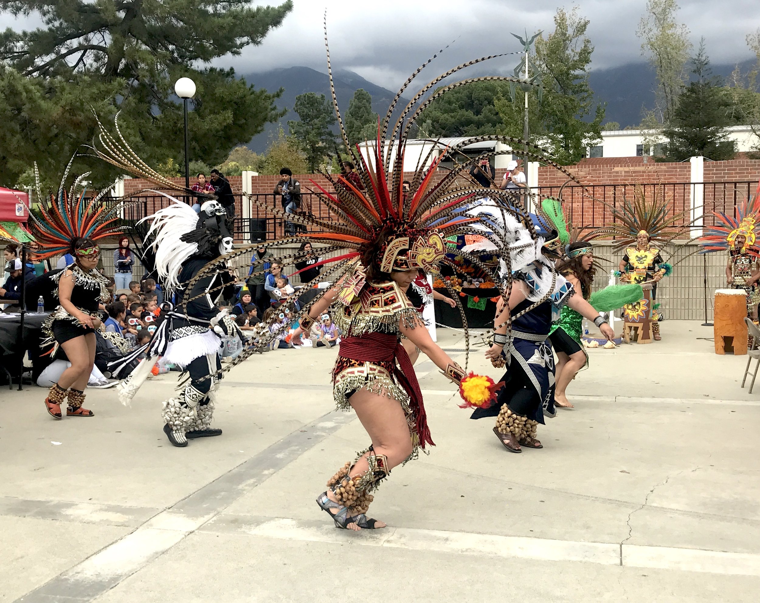  The Danzantes del Sol performing at the Rancho Cucamonga Campus of Chaffey College on Nov. 2, 2017. Dancers in colorful costumes performed multiple routines in celebration of Dia de los Muertos. Photograph by Ayannah Dimas. 