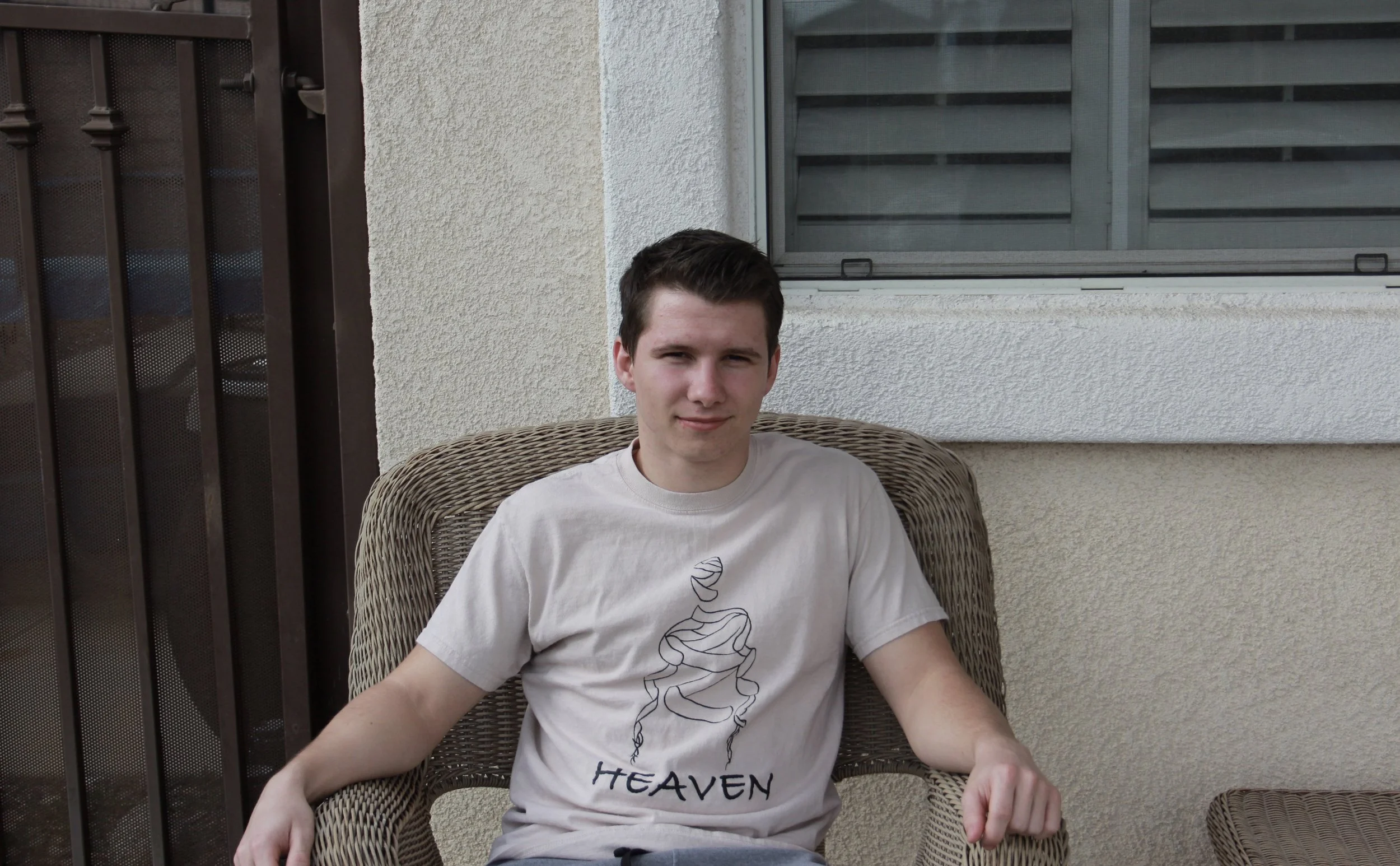Student Triston Stark outside his home in Rancho Cucamonga.