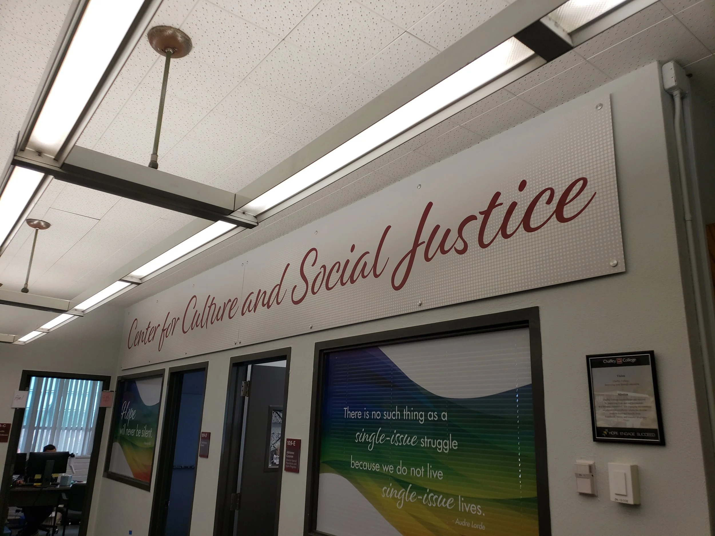 A sign displayed on the wall of the safe space. Photos by Erick Chairez.