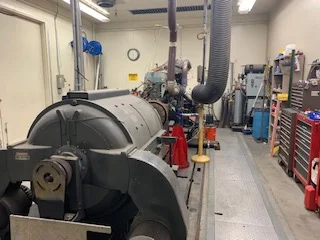 An engine connected to a dynamometer at UCR Ce-CERT. Photos by Ryan Gibson.