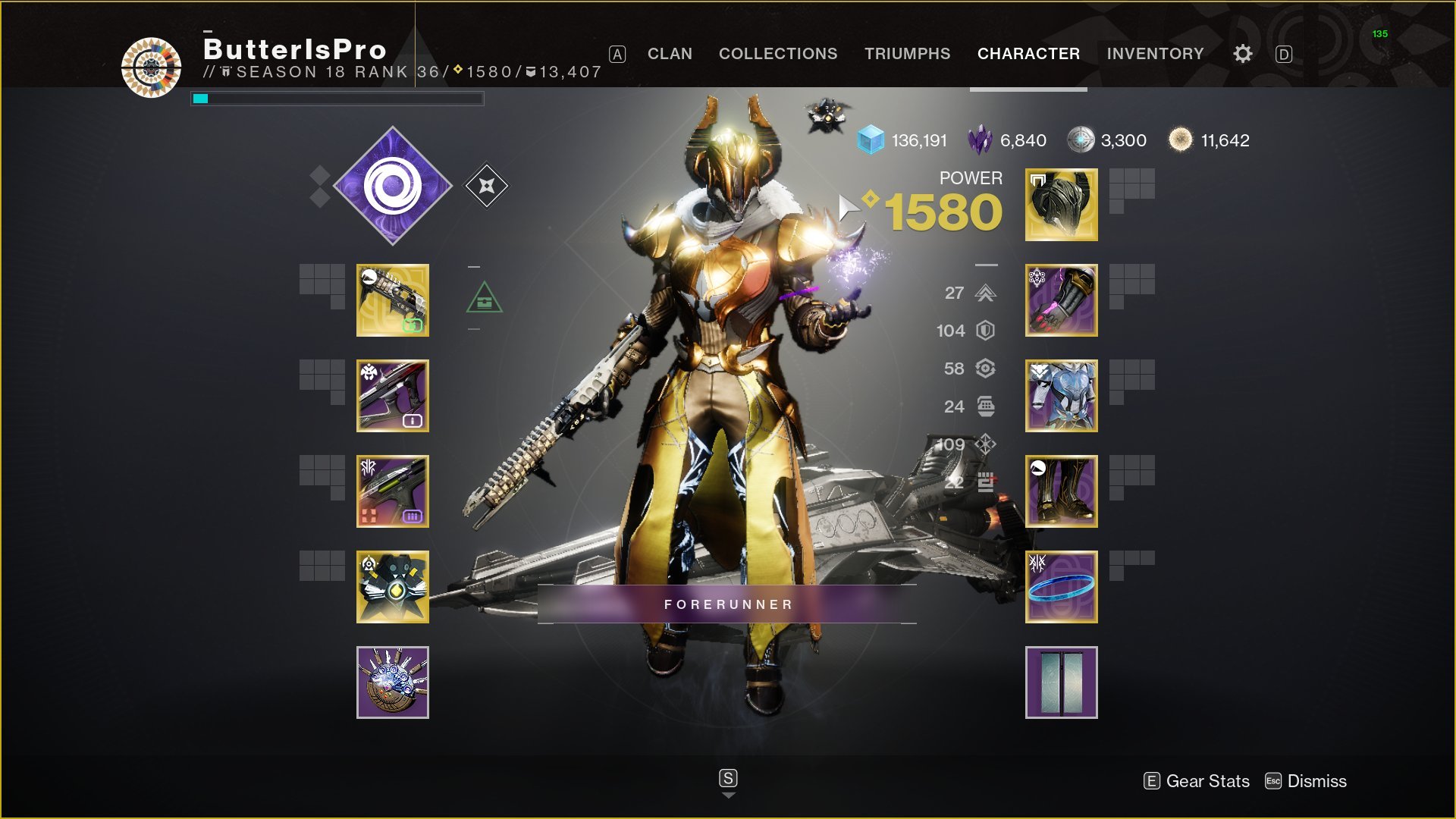 ButterIsPro's Warlock expresses the golden colors. 